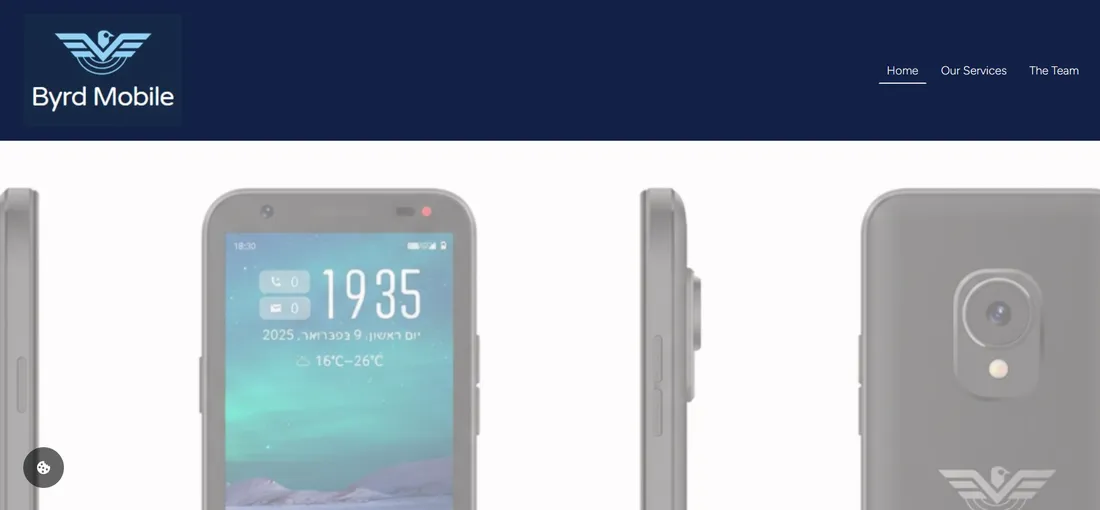 Screenshot of the Byrd Mobile website home page showing phone product images